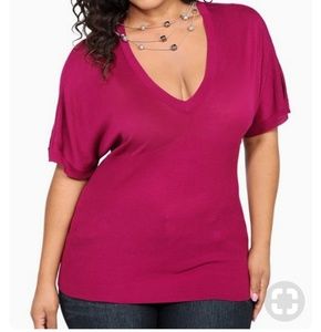 Torrid Magenta High Ribbed Knit Pullover